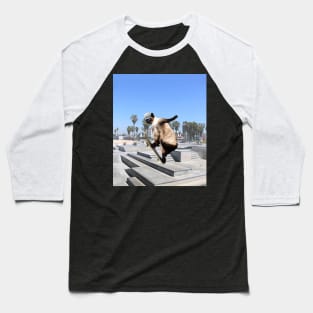 Siamese Cat Kitty Skateboard Skating Skateboarding Funny Baseball T-Shirt